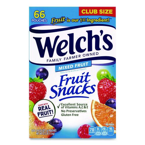 Image of Welch's® 20900320 Fruit Snacks, Mixed Fruit, 0.8 oz Pouch, 66 Pouches/Box