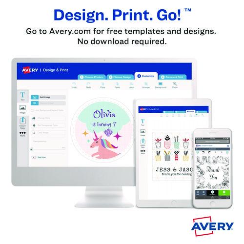 Image of Avery® 22562 Laser/Inkjet Media Labels, Inkjet/Laser Printers, 2.5" dia, Matte White, 9 Labels/Sheet, 25 Sheets/Pack