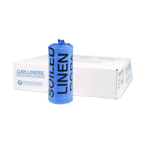 Image of Inteplast Group BR3043XHVB Institutional Low-Density Can Liners, Soiled Linen, 30 gal, 1 mil, 30" x 43", Blue, 200/Carton