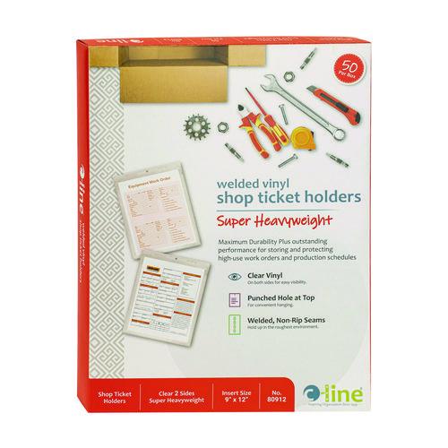 Image of C-Line® 80912 Clear Vinyl Shop Ticket Holders, Super Heavy-Duty, Top Load 9 x 12 Insert, Clear Front, 50/Box