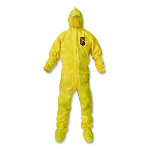 Image of KleenGuard KCC 00682 A70 Chemical Spray Protection Coveralls, Elastic Wrists, Ankles, Hood and Boots, Medium, Yellow, 12/Carton