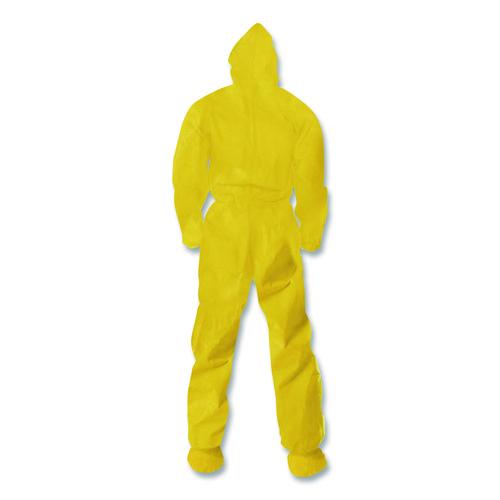 Image of KleenGuard KCC 00682 A70 Chemical Spray Protection Coveralls, Elastic Wrists, Ankles, Hood and Boots, Medium, Yellow, 12/Carton