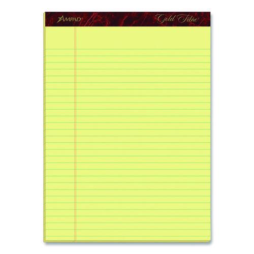 Image of Ampad® Gold Fibre Writing Pads, Wide/Legal Rule, (50) Canary Yellow 8.5 x 11 Sheets, 4/Pack