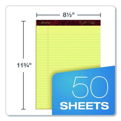 Image of Ampad® Gold Fibre Writing Pads, Wide/Legal Rule, (50) Canary Yellow 8.5 x 11 Sheets, 4/Pack