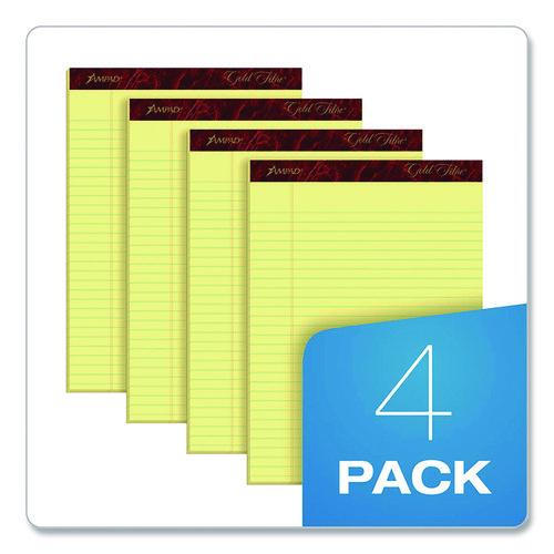Image of Ampad® Gold Fibre Writing Pads, Wide/Legal Rule, (50) Canary Yellow 8.5 x 11 Sheets, 4/Pack