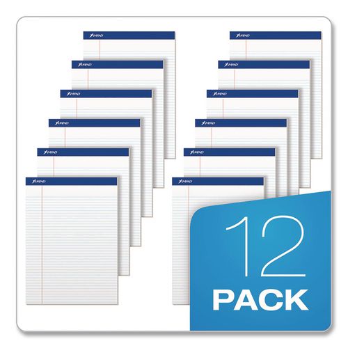 Image of Ampad® Perforated Writing Pads, Narrow Rule, (50) White 8.5 x 11 Sheets, Dozen