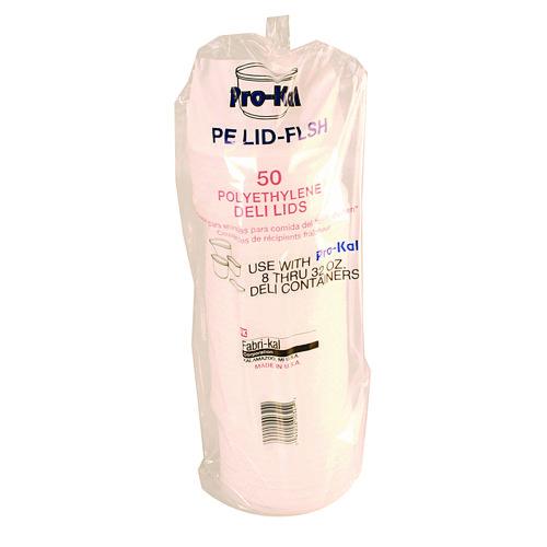 Image of Fabri-Kal® 000000000009505261 Pro Kal Polyethylene Flush Fill Round Deli Lids, 4.6" Diameter, Clear, Plastic, 500/Carton