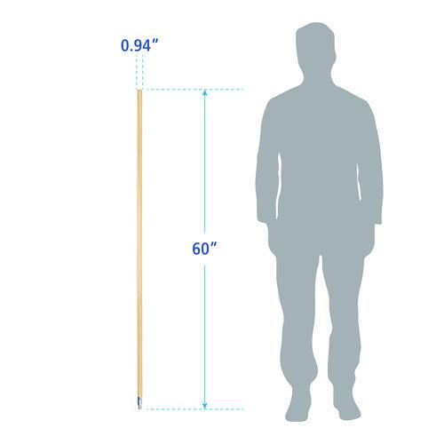 Image of Boardwalk® BWK136 Metal Tip Threaded Hardwood Broom Handle, 0.94" dia x 60", Natural