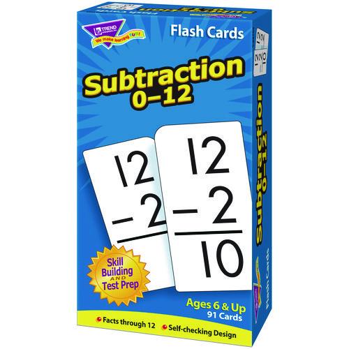 Image of TREND® T53103 Skill Drill Flash Cards, Subtraction 0 to 12, Grades 1 to 5, 3" x 6", Black and White, 91/Pack