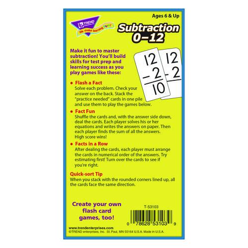Image of TREND® T53103 Skill Drill Flash Cards, Subtraction 0 to 12, Grades 1 to 5, 3" x 6", Black and White, 91/Pack