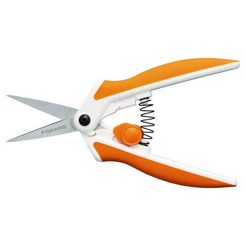 Image of FiskarsÂ® Micro-Tip Easy Action Scissors, 6.1" Long, 1.75" Cut Length, Orange/White Handle
