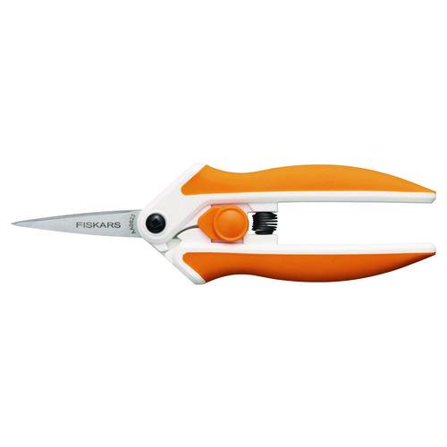 Image of FiskarsÂ® Micro-Tip Easy Action Scissors, 6.1" Long, 1.75" Cut Length, Orange/White Handle