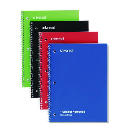 Image of Universal® UNV66614 Wirebound Notebook, 1-Subject, Medium/College Rule, Assorted Cover Colors, (70) 10.5 x 8 Sheets, 4/Pack