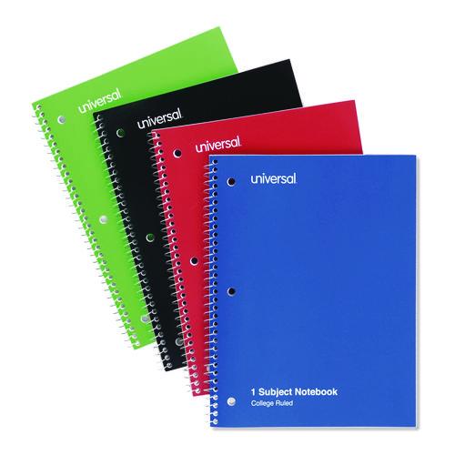 Image of Universal® UNV66614 Wirebound Notebook, 1-Subject, Medium/College Rule, Assorted Cover Colors, (70) 10.5 x 8 Sheets, 4/Pack