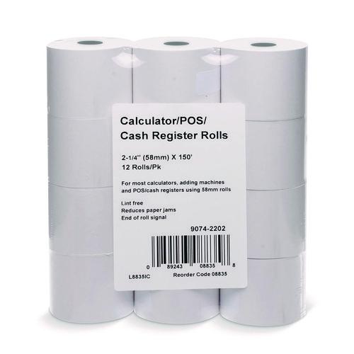 Image of Iconex Impact Bond Paper Rolls, 2.25" X 150 Ft, White, 12/pack