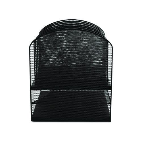 Image of Safco® 3255BL Onyx Mesh Desk Organizer With Two Horizontal And Six Upright Sections, Letter Size Files, 13.25" X 11.5" X 13", Black