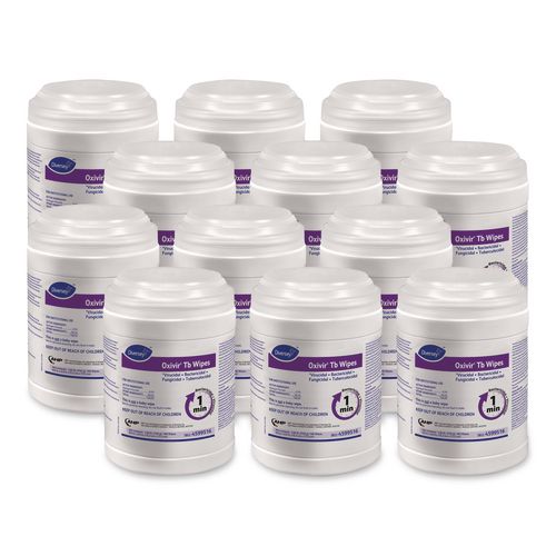Image of Diversey 4599516 Oxivir TB Disinfectant Wipes, 7 x 6, White, 160/Canister, 12 Canisters/Carton