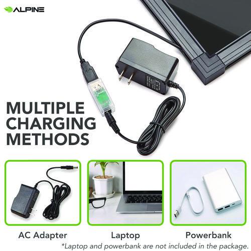 Image of Alpine Industries ALP49504MK LED Illuminated Hanging Message Writing Board, Black 22" x 30" Surface, Black 23.6" x 31.5" Frame