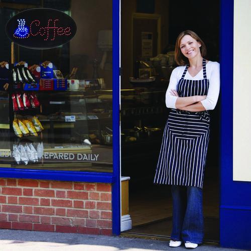 Image of Alpine Industries ALP49705MK LED Oval Coffee Sign, 23 x 14, Black Frame, Blue/Red Graphics