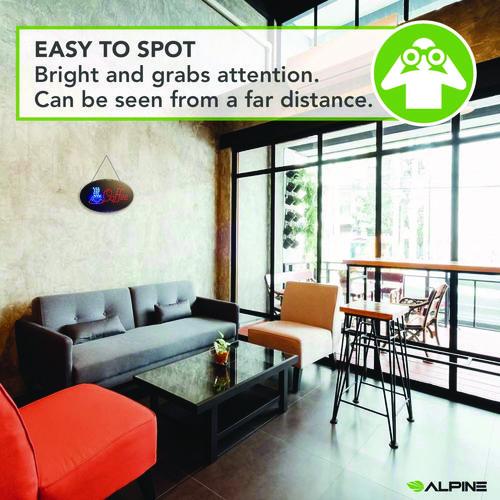 Image of Alpine Industries ALP49705MK LED Oval Coffee Sign, 23 x 14, Black Frame, Blue/Red Graphics