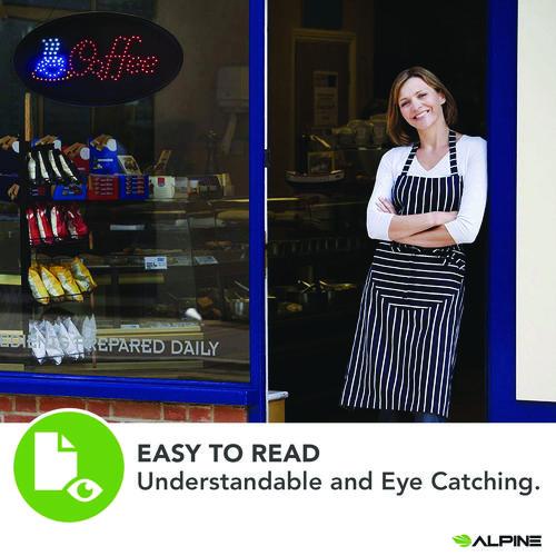 Image of Alpine Industries ALP49705MK LED Oval Coffee Sign, 23 x 14, Black Frame, Blue/Red Graphics