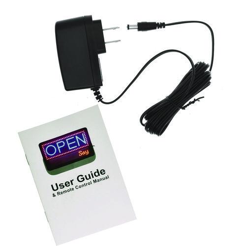 Image of Alpine Industries ALP49710MK LED Programmable Message Board Open Sign, 22 x 13, Black Frame, Blue/Red Graphics