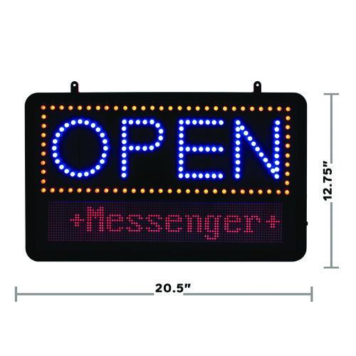Image of Alpine Industries ALP49710MK LED Programmable Message Board Open Sign, 22 x 13, Black Frame, Blue/Red Graphics