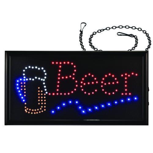 Image of Alpine Industries ALP49714MK LED Rectangular Beer Sign, 19 x 10, Black Frame, Blue/Green/Orange/Red/White Graphics