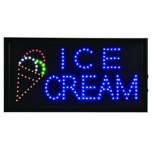 Image of Alpine Industries ALP49713MK LED Rectangular Ice Cream Sign, 19 x 10, Black Frame, Blue/Green/Orange/Red/White Graphics