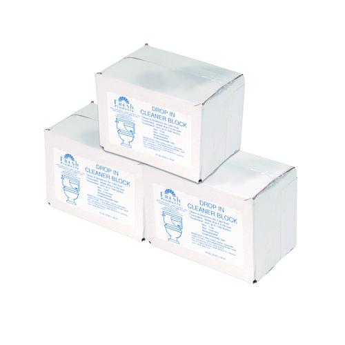 Image of Fresh Products DIB-F-024I072M-00 Drop-In Tank Non-Para Cleaner Block, Unscented, Blue, 24/box, 3 Boxes/carton