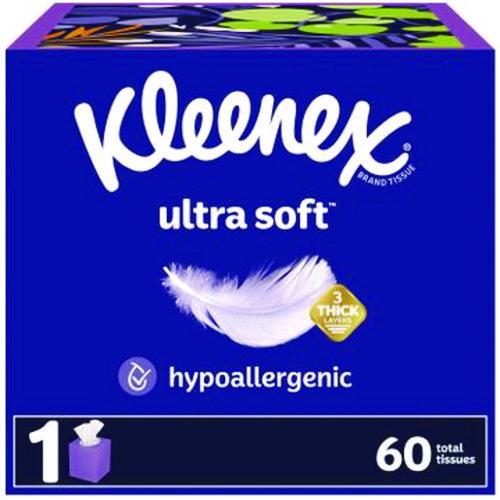 Image of Kleenex® 54278 Ultra Soft Facial Tissue, 3-Ply, White, 60 Sheets/Box, 18 Boxes/Carton
