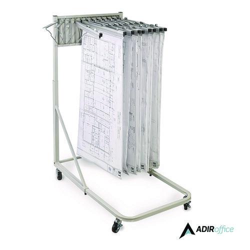 Image of AdirOffice 613KIT1 Blueprint Storage Cabinet Rolling Stand, Assorted Document Sizes Accommodated, 27" x 28.5" to 46.5" x 46" to 66", Gray