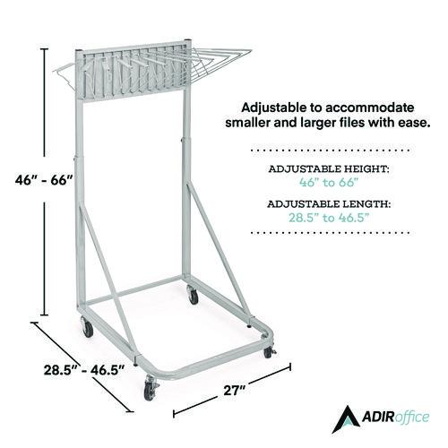 Image of AdirOffice 613KIT1 Blueprint Storage Cabinet Rolling Stand, Assorted Document Sizes Accommodated, 27" x 28.5" to 46.5" x 46" to 66", Gray