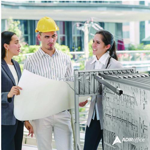 Image of AdirOffice 613KIT1 Blueprint Storage Cabinet Rolling Stand, Assorted Document Sizes Accommodated, 27" x 28.5" to 46.5" x 46" to 66", Gray