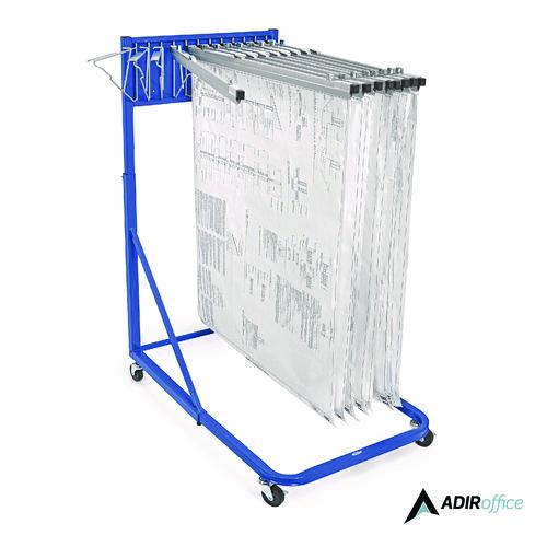 Image of AdirOffice ADI613BLUMK Blueprint Storage Cabinet Rolling Stand, Assorted Document Sizes Accomodated, 27" x 28.5" to 46.5" x 46" to 66", Blue