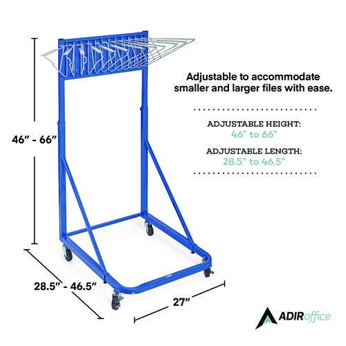 Image of AdirOffice ADI613BLUMK Blueprint Storage Cabinet Rolling Stand, Assorted Document Sizes Accomodated, 27" x 28.5" to 46.5" x 46" to 66", Blue
