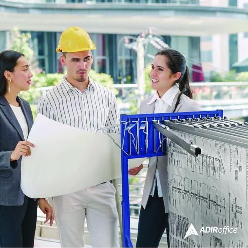 Image of AdirOffice ADI613BLUMK Blueprint Storage Cabinet Rolling Stand, Assorted Document Sizes Accomodated, 27" x 28.5" to 46.5" x 46" to 66", Blue