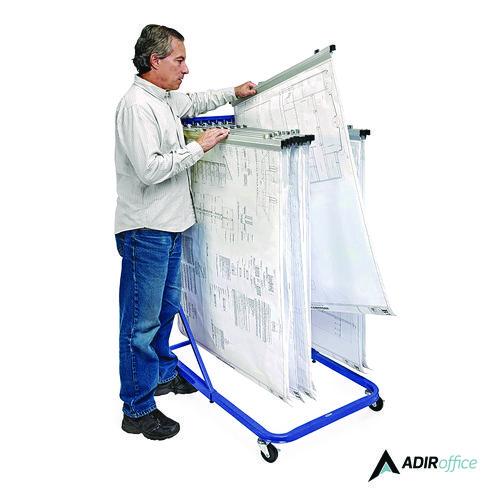 Image of AdirOffice ADI613BLUMK Blueprint Storage Cabinet Rolling Stand, Assorted Document Sizes Accomodated, 27" x 28.5" to 46.5" x 46" to 66", Blue
