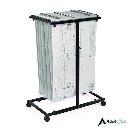 Image of AdirOffice ADI614BLKMK Blueprint Storage Cabinet Steel Vertical Plan Center, Assorted Document Sizes,15" x 27" to 47.25" x 32.5" to 57", Black