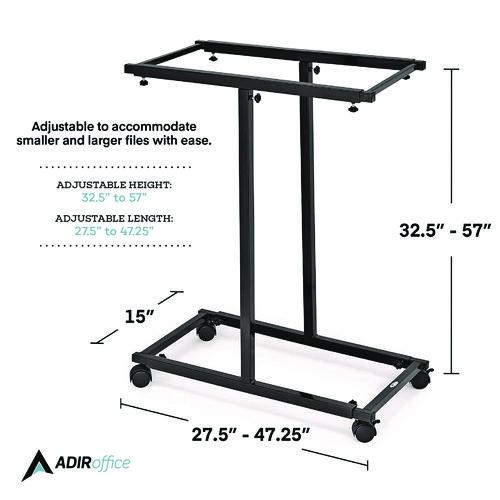 Image of AdirOffice ADI614BLKMK Blueprint Storage Cabinet Steel Vertical Plan Center, Assorted Document Sizes,15" x 27" to 47.25" x 32.5" to 57", Black