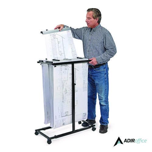 Image of AdirOffice ADI614BLKMK Blueprint Storage Cabinet Steel Vertical Plan Center, Assorted Document Sizes,15" x 27" to 47.25" x 32.5" to 57", Black