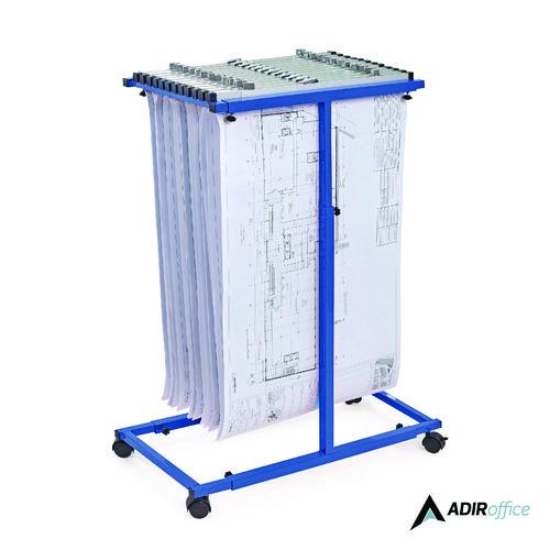 Image of AdirOffice ADI614BLUMK Blueprint Storage Cabinet Steel Vertical Plan Center, Assorted Document Sizes, 15" x 27" to 47.25" x 32.5" to 57", Blue