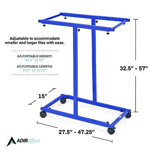 Image of AdirOffice ADI614BLUMK Blueprint Storage Cabinet Steel Vertical Plan Center, Assorted Document Sizes, 15" x 27" to 47.25" x 32.5" to 57", Blue