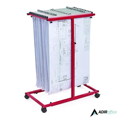 Image of AdirOffice ADI614REDMK Blueprint Storage Cabinet Steel Vertical Plan Center, Assorted Document Sizes, 15" x 27" to 47.25" x 32.5" to 57", Red