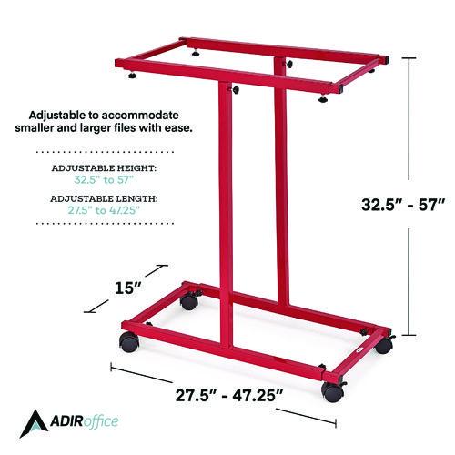 Image of AdirOffice ADI614REDMK Blueprint Storage Cabinet Steel Vertical Plan Center, Assorted Document Sizes, 15" x 27" to 47.25" x 32.5" to 57", Red