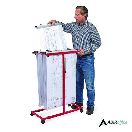Image of AdirOffice ADI614REDMK Blueprint Storage Cabinet Steel Vertical Plan Center, Assorted Document Sizes, 15" x 27" to 47.25" x 32.5" to 57", Red