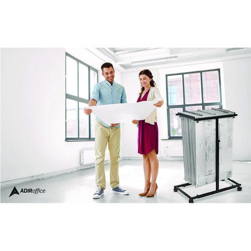 Image of AdirOffice ADI614BLKMK Blueprint Storage Cabinet Steel Vertical Plan Center, Assorted Document Sizes,15" x 27" to 47.25" x 32.5" to 57", Black