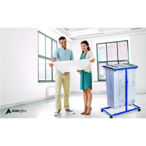 Image of AdirOffice ADI614BLUMK Blueprint Storage Cabinet Steel Vertical Plan Center, Assorted Document Sizes, 15" x 27" to 47.25" x 32.5" to 57", Blue