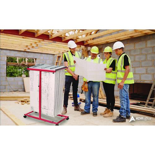 Image of AdirOffice ADI614REDMK Blueprint Storage Cabinet Steel Vertical Plan Center, Assorted Document Sizes, 15" x 27" to 47.25" x 32.5" to 57", Red