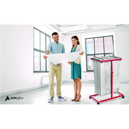 Image of AdirOffice ADI614REDMK Blueprint Storage Cabinet Steel Vertical Plan Center, Assorted Document Sizes, 15" x 27" to 47.25" x 32.5" to 57", Red